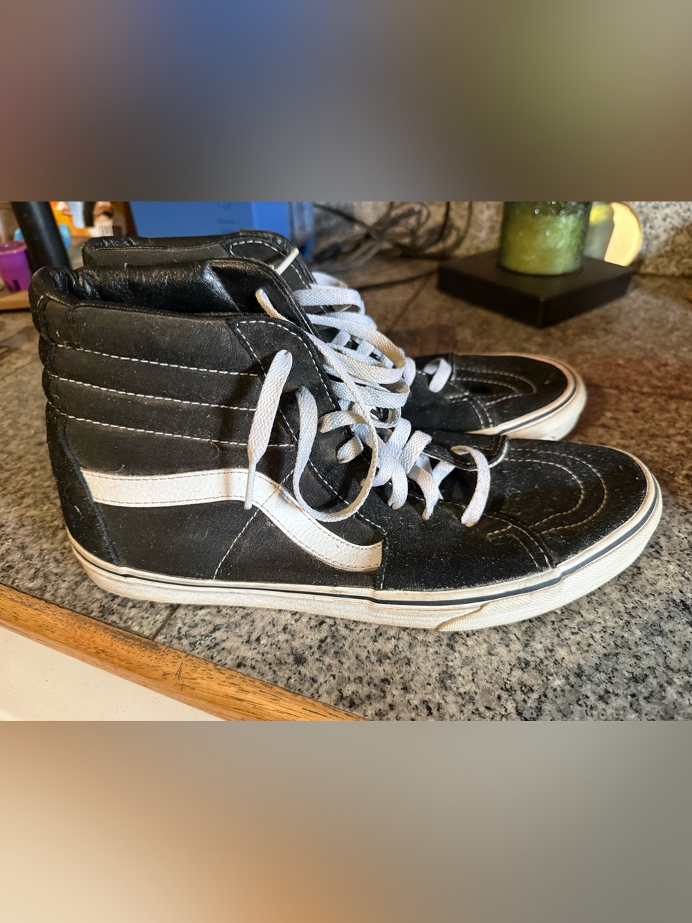 Vans Black and White Sk8-High Classic Skate Sneakers